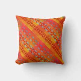 Almofada Blue Gold Burgundy on Orange Diagonal Tiers Mosaic