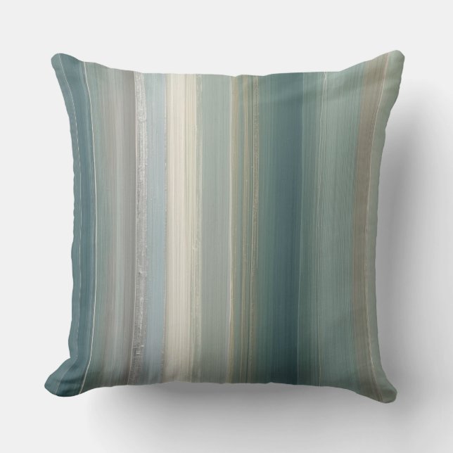 Almofada Blue Green Abstract Coastal Stripe (Frente)