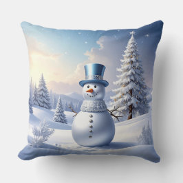 Almofada Blue Hat Snowman Christmas Tree Holiday