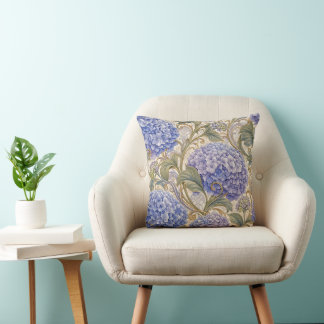 Almofada Blue Hydrangea Arte Nova Decoração 