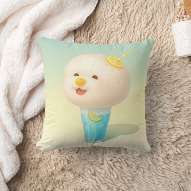 Almofada Blue Lemon Float: Algodão Doce Bichon Sorridente (Cobertor)