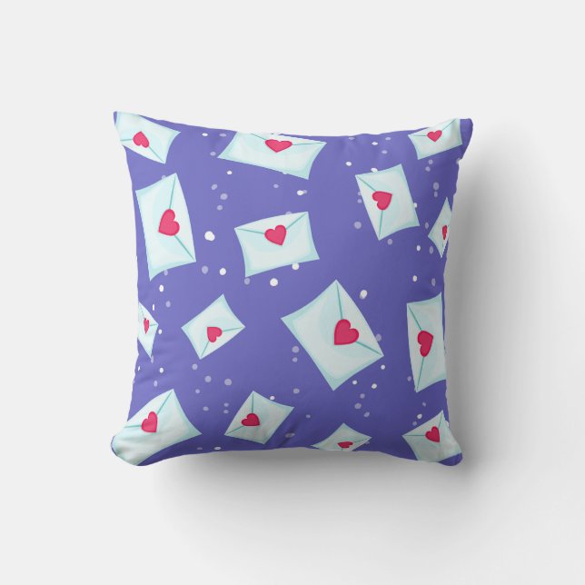 Almofada Blue Love Letters Heart Pattern (Frente)