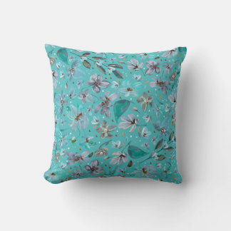 Almofada Blue Mint Magic Watercolor Boho Floral