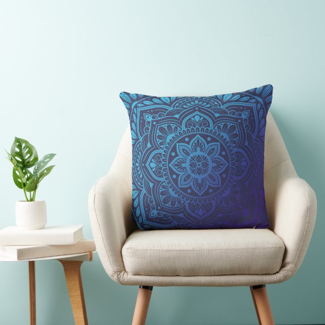 Almofada Blue Moon Mandala Throw Pillow (Cadeira)
