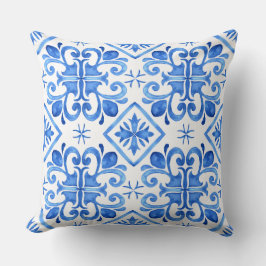 Almofada Blue Moroccan Zellige Pattern Throw Pillow