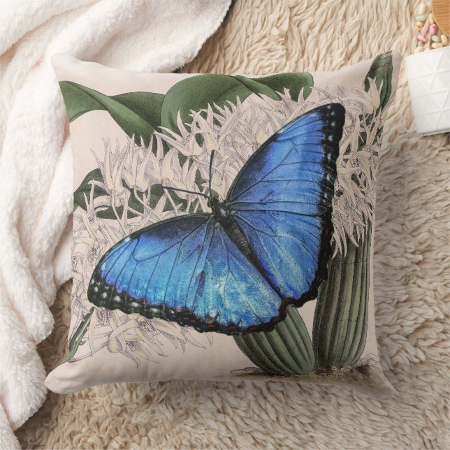 Almofada Blue Morpho Butterfly Arte Floral (Cobertor)