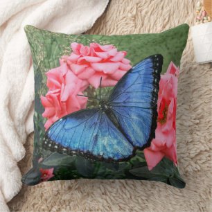 Almofada Blue Morpho Butterfly Arte Floral
