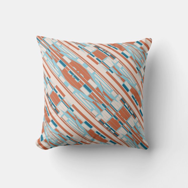 Almofada Blue Orange Beige sudoeste parece Mosaicos inclina (Frente)