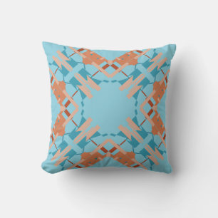 Almofada Blue Orange Rust Aqua Crisscross Diamond Motif