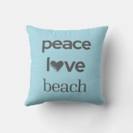 Almofada Blue Peace Love Beach Reversible Coastal Decor