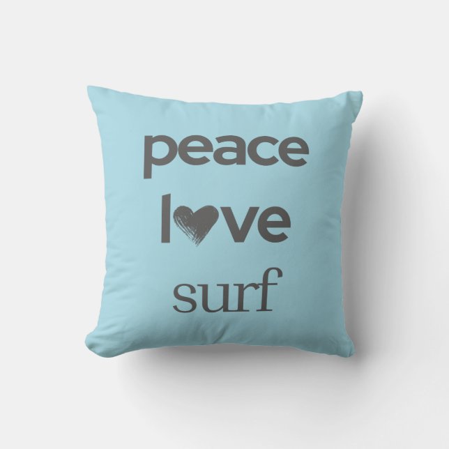 Almofada Blue Peace Love Surf | Reversible Beach House (Frente)