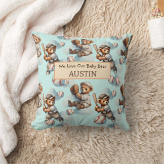 Almofada Blue Personalized Watercolor Teddy Bears