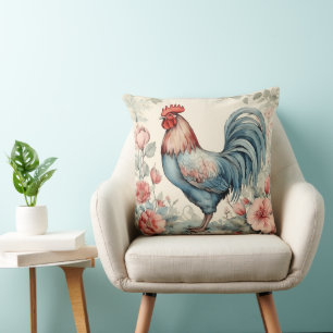 Almofada Blue Red e Cream AI Charming Rooster