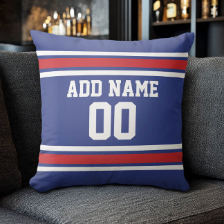 Almofada Blue Red Football Jersey Número Personalizado