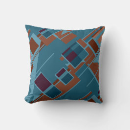 Almofada Blue Rust Tan Burgundy Diagonal Art MCM Look Motif