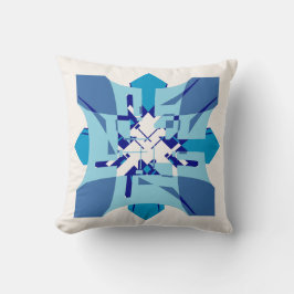 Almofada Blue Shades on Off-white Abstract Flower Art Motif