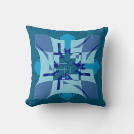 Almofada Blue Shades on Turquoise Abstract Flower Art Motif