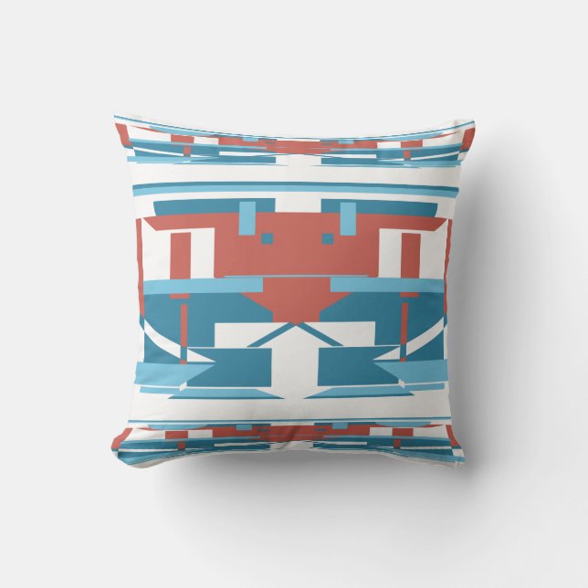 Almofada Blue Terracotta Red White Southwest Olhando Mosaic (Frente)