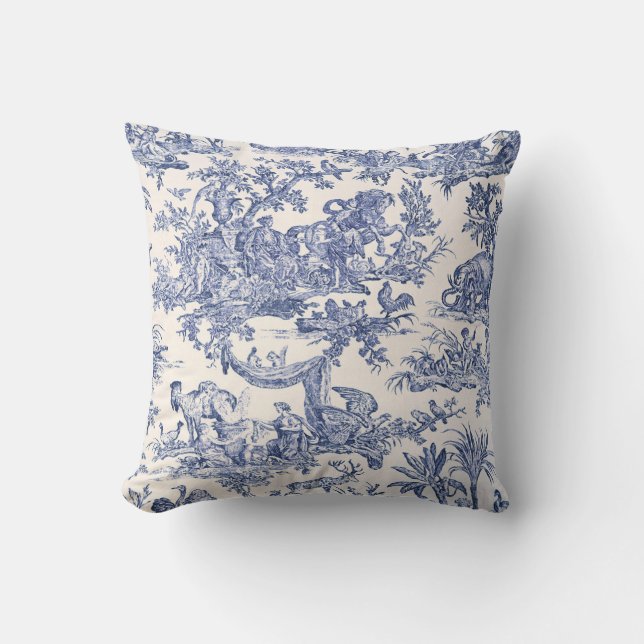 Almofada Blue Toile - English - French - French Country sid (Frente)