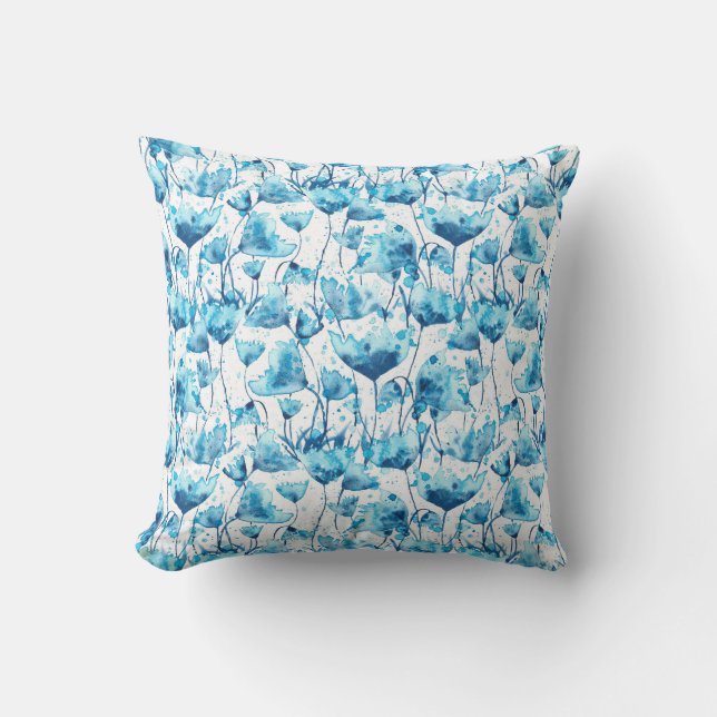 Almofada Blue Watercolor Daisies (Frente)
