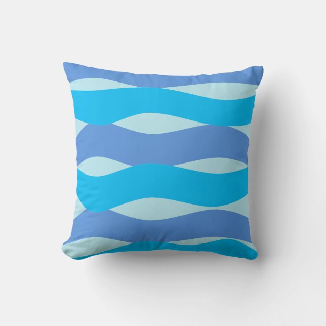 Almofada Blue Waves Pattern Throw Pillow (Frente)