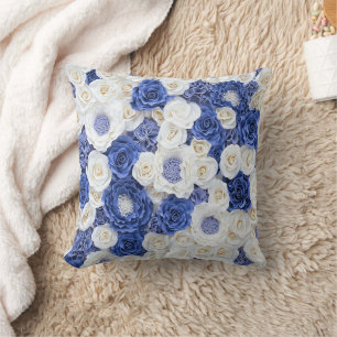 Almofada Blue White Fowers Elegant Girly