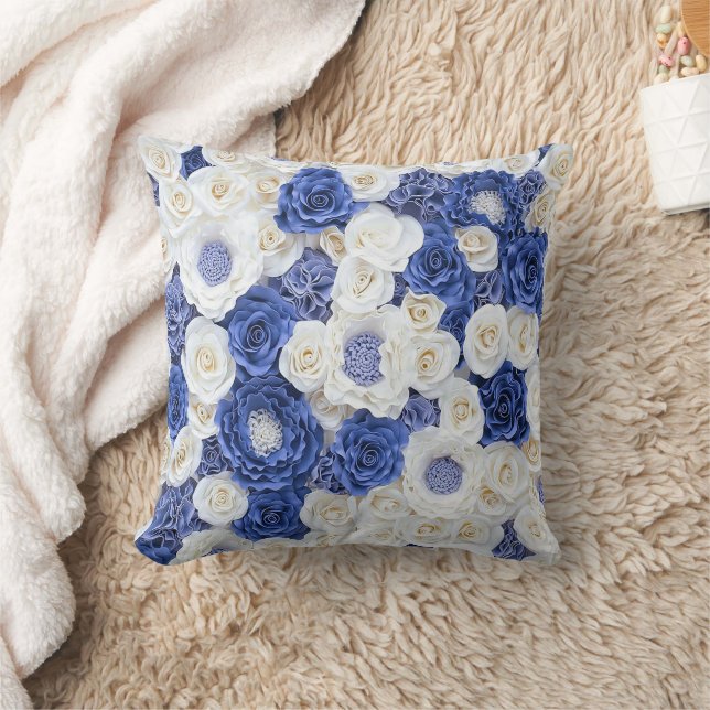 Almofada Blue White Fowers Elegant Girly (Cobertor)