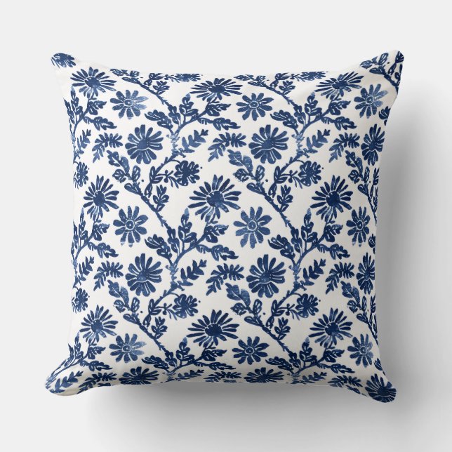 Almofada Blue White Throw Pillow (Frente)