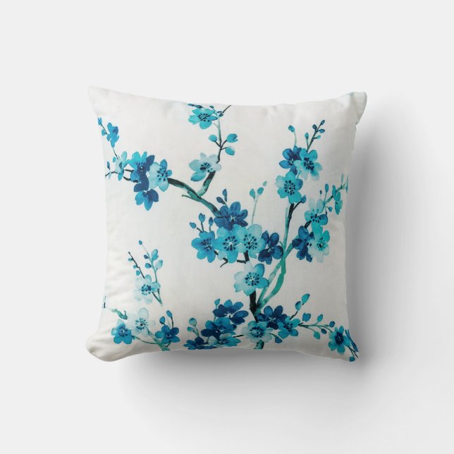 Almofada Blue Winter Blooms | Floral (Frente)