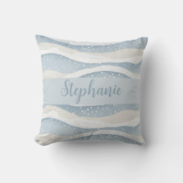 Almofada Blue Winter Snowfall Wave Personalized Pattern