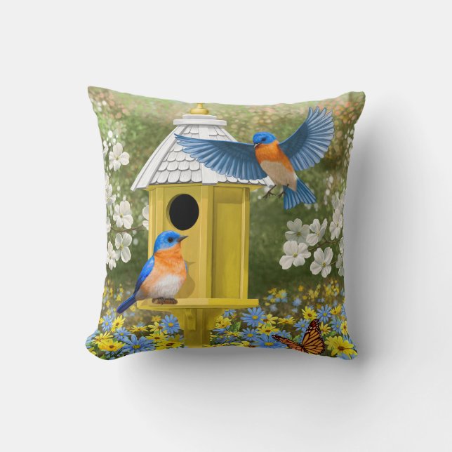 Almofada Bluebird e Birmanês Amarelo Alto (Frente)