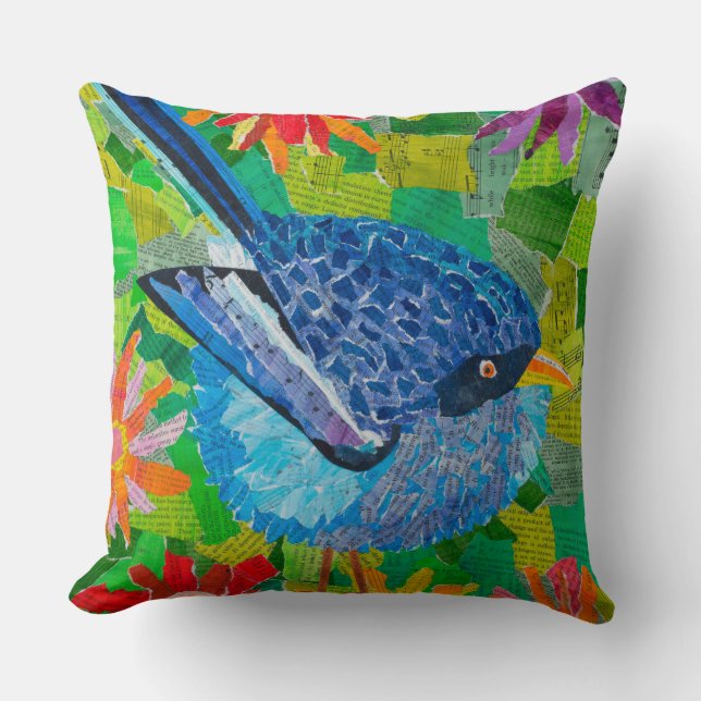 Almofada Bluebird nas flores (Frente)