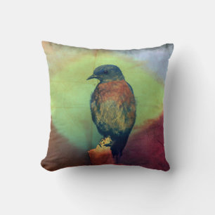 Almofada Bluebird Oriental - Travesseiro decorativo de diam
