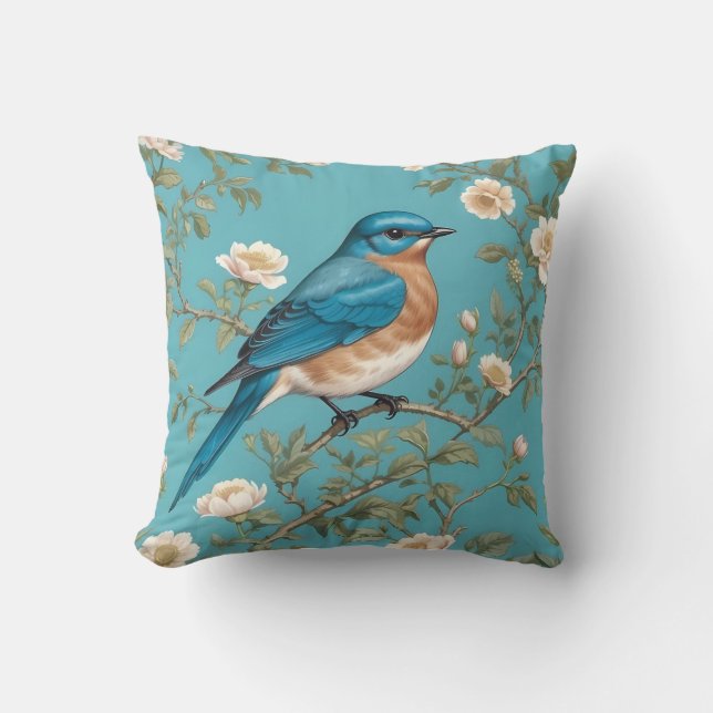 Almofada Bluebird William Morris Inspirou Turquois (Frente)