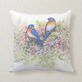 Almofada Bluebirds e travesseiro das flores