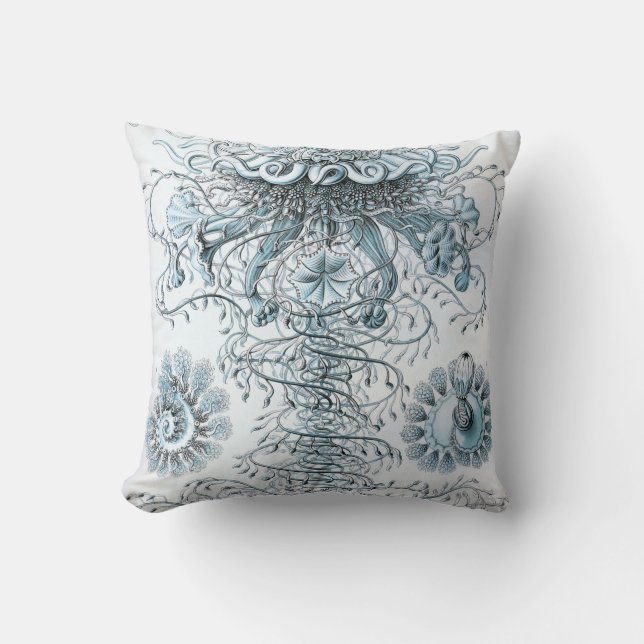 Almofada Bluebottle das medusa de Ernst Haeckel (Frente)