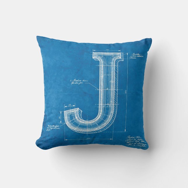 Almofada Blueprint Monogram Letter J (Frente)