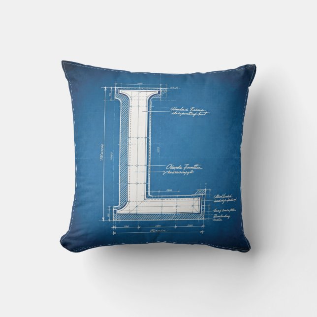 Almofada Blueprint Monogram Letter L (Frente)