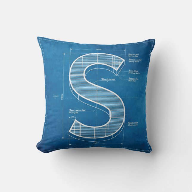 Almofada Blueprint Monogram Letter S (Frente)