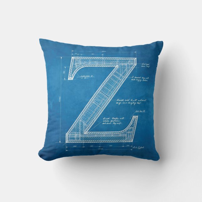 Almofada Blueprint Monogram Letter Z (Frente)