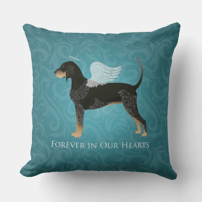 Almofada Bluetick Coonhound Pet Memorial Angel Dog (Frente)