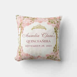 Almofada Blush Pink Floral Princess Gold Arch Quinceanera