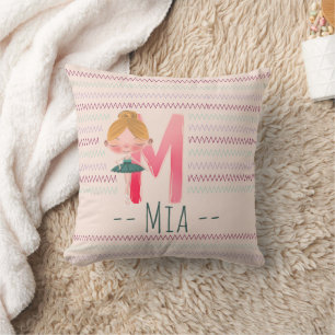 Almofada Blush Rosa Bailarina Monograma M – Arte Personaliz