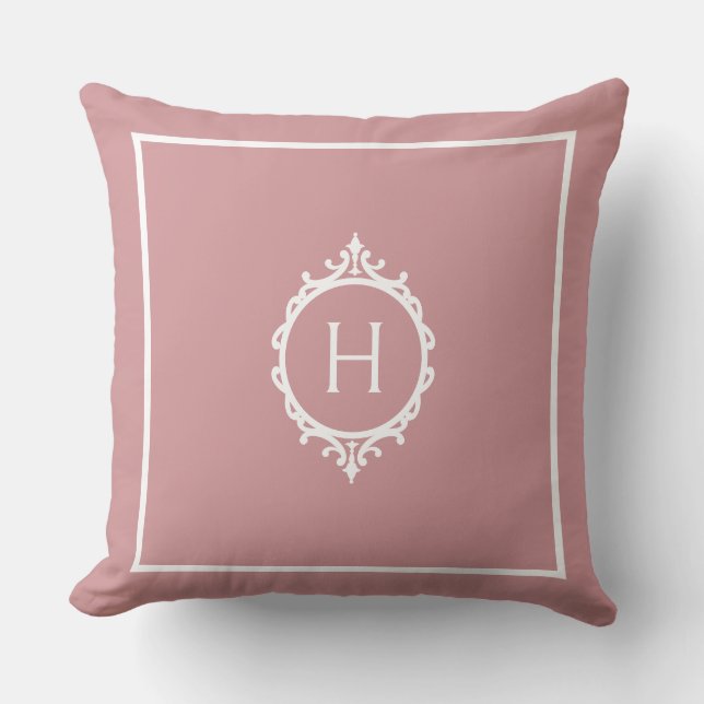 Almofada Blush Rosa Chelsea e Monograma Branco (Frente)
