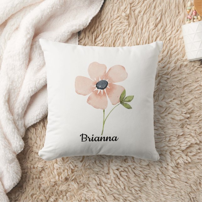 Almofada Blush Watercolor Flower Name (Cobertor)