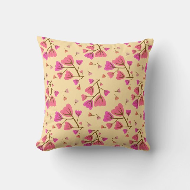 Almofada Blushing Petals Floral Throw Pillow (Frente)