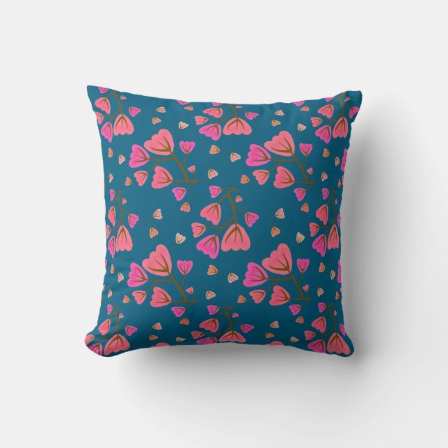 Almofada Blushing Petals Floral Throw Pillow (Frente)