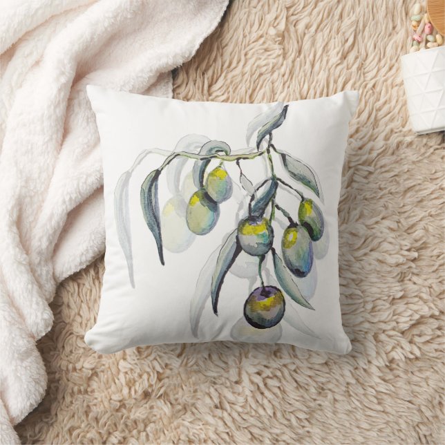 Almofada Bô Azul Branch Watercolor, pintado à mão (Cobertor)