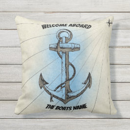 Almofada Boa vinda a bordo da âncora conhecida dos barcos -