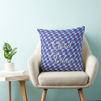 Almofada Boas Vibrações Retro Roxo para Azul Geométrico Abs